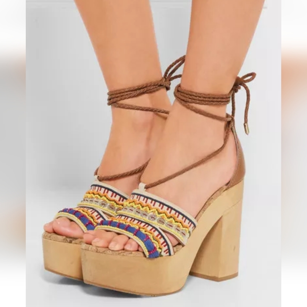 SAM EDELMAN MEL EMBELLISHED PLATFORM SANDALS Size 8.5